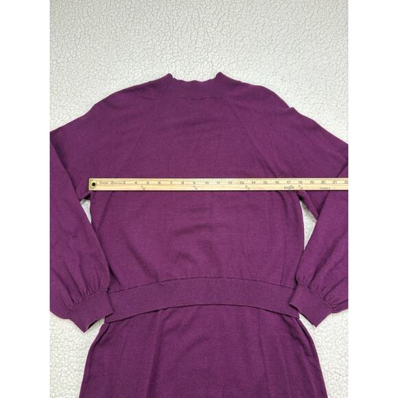 Sam Edelman 2 Piece Look Sweater Dress Magenta Size Large Mock Neck Long Sleeve - Picture 7 of 8